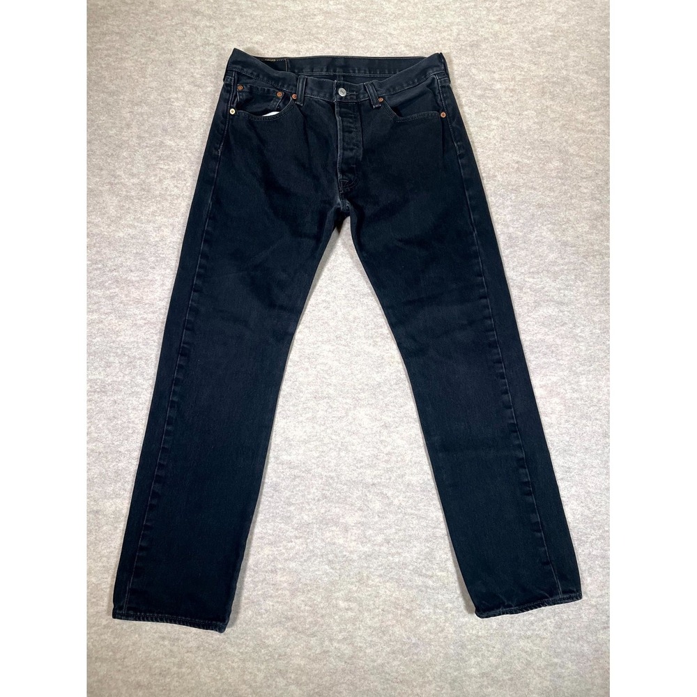 Levi's 501 Original Jeans Men 33x32 Black Denim‎ Mid Rise Straight Leg Authentic